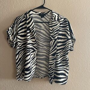Rachel Zoe zebra print button down blouse